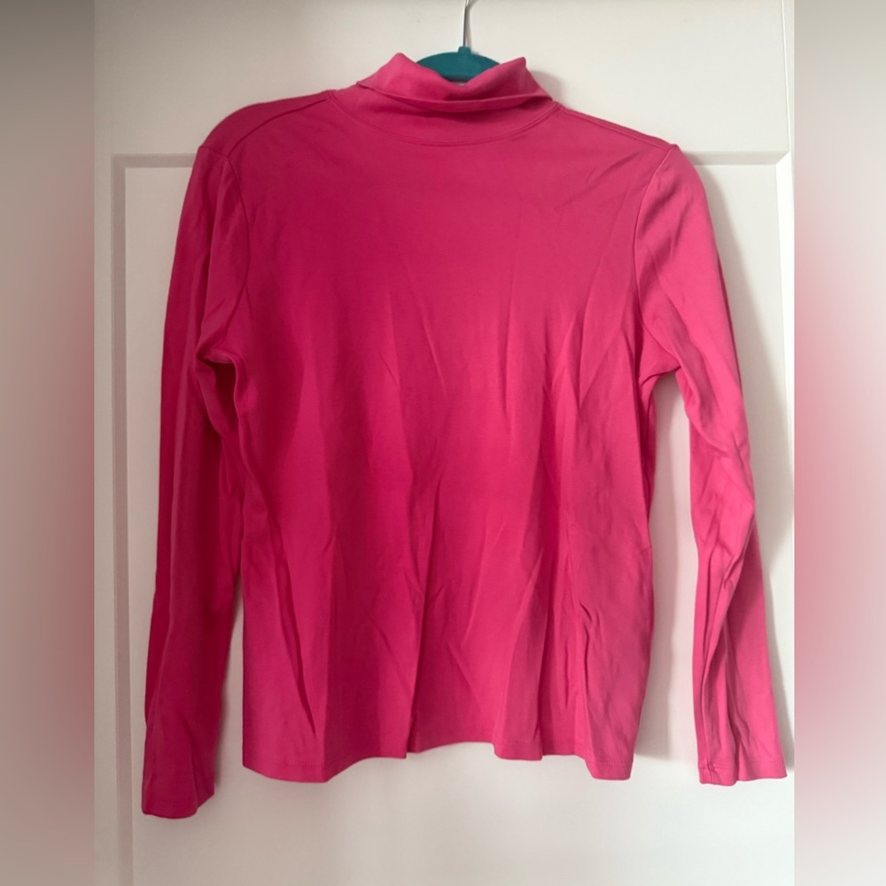 LL Bean Pima cotton Turtleneck Top in pink, size medium